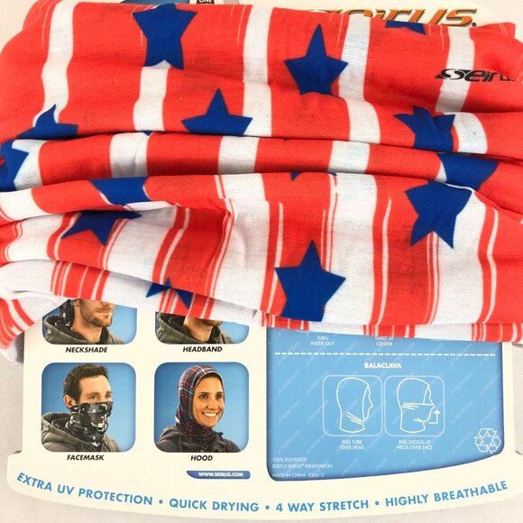 Seirus SnowThing Scarf Balaclava Bandana Warm Stars Stripes Red White Blue OS - Picture 3 of 3